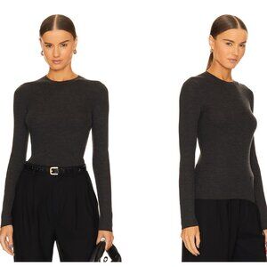 Theory Mirzi N Regal Wool Sweater in Mink/Dark Charcoal